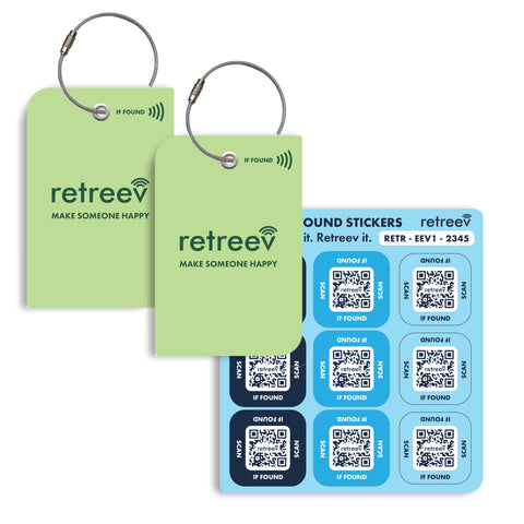 Green Combo - 2 x Green Originals Retreev Smart Tags & 9 x Smart Stickers Green Combo - 2 x Green Originals Retreev Smart Tags & 9 x Smart Stickers