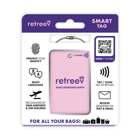 Pink Combo - 2 x Pink Originals Retreev Smart Tags & 9 x Smart Stickers Pink Combo - 2 x Pink Originals Retreev Smart Tags & 9 x Smart Stickers