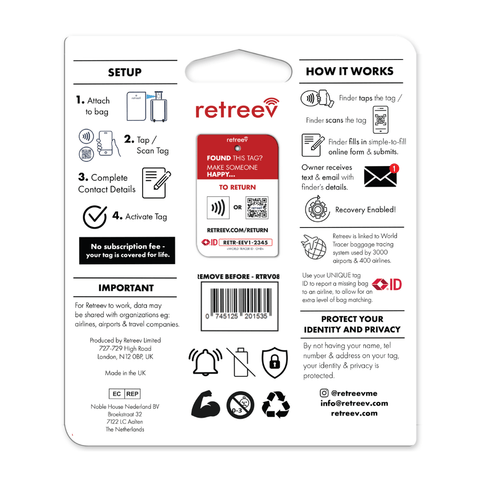 Remove Before Flight - retreev SMART Tag Remove Before Flight - retreev SMART Tag