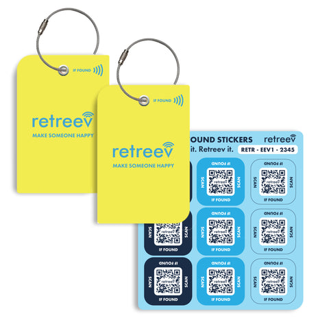 Yellow Combo Pack - 2 x Yellow Originals Retreev Smart Tags & 9 x Smart Stickers Yellow Combo Pack - 2 x Yellow Originals Retreev Smart Tags & 9 x Smart Stickers