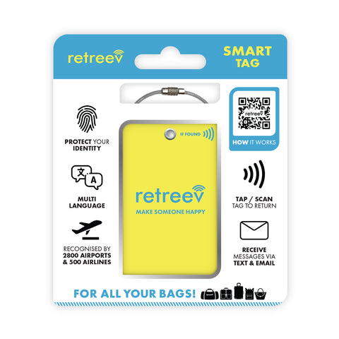 Yellow Combo Pack - 2 x Yellow Originals Retreev Smart Tags & 9 x Smart Stickers Yellow Combo Pack - 2 x Yellow Originals Retreev Smart Tags & 9 x Smart Stickers