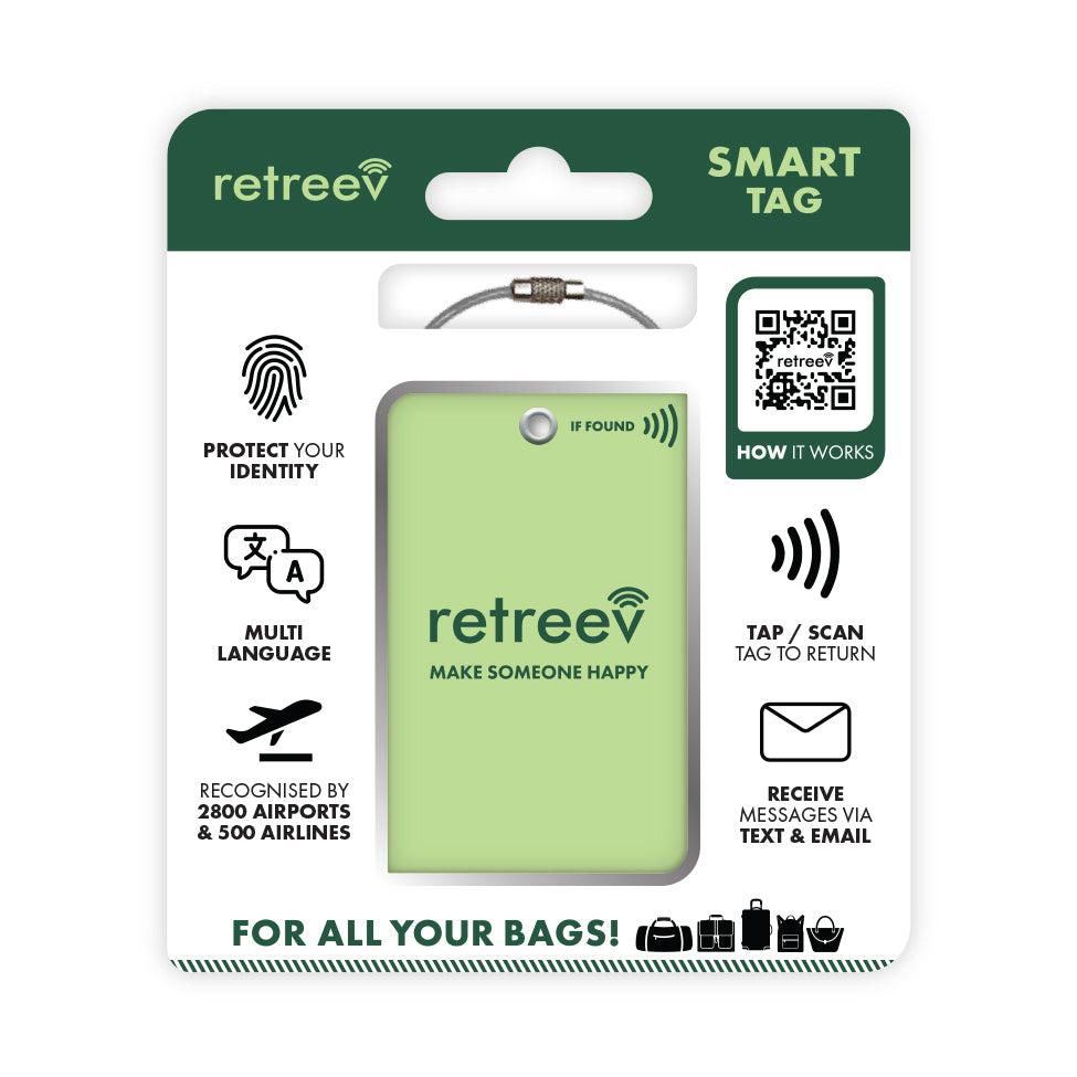 Green Combo - 2 x Green Originals Retreev Smart Tags & 9 x Smart Stickers