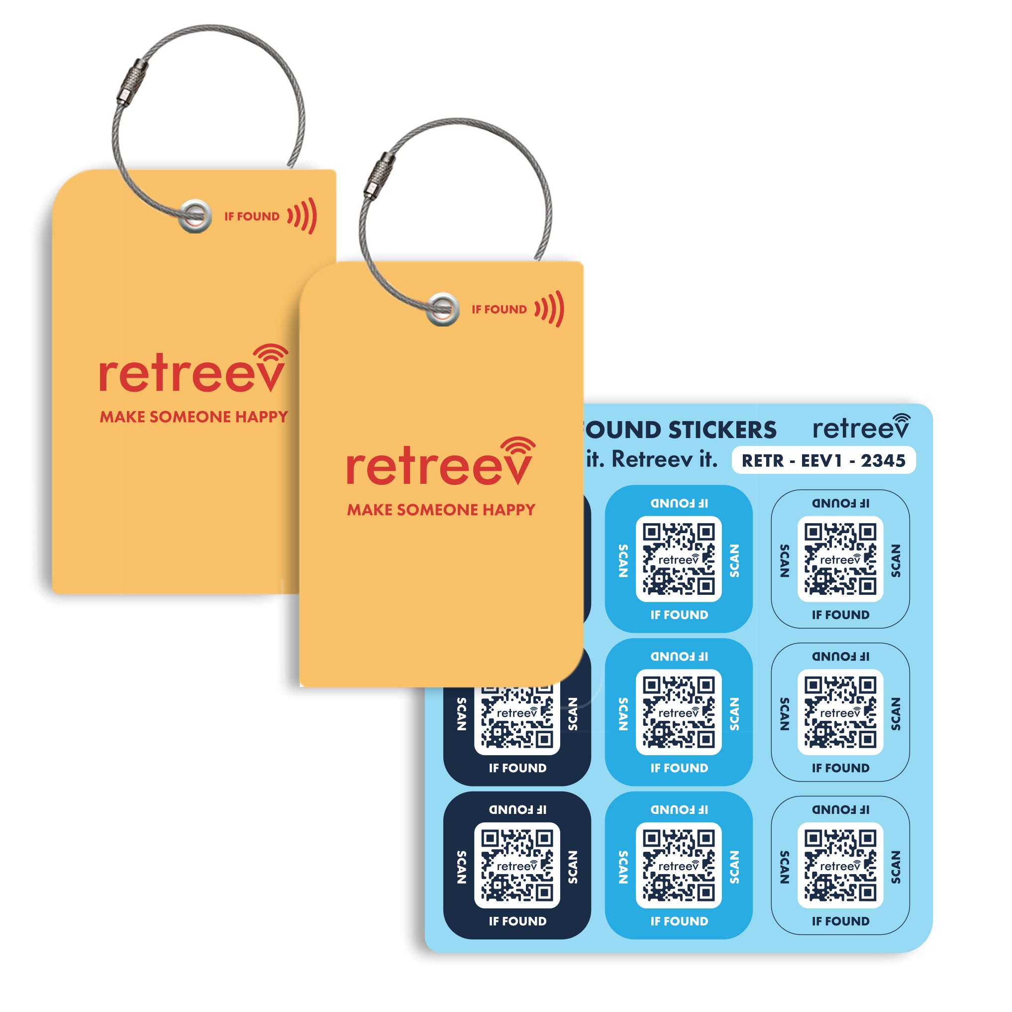 Orange Combo - 2 x Orange Originals Retreev Smart Tags & 9 x Smart Sti