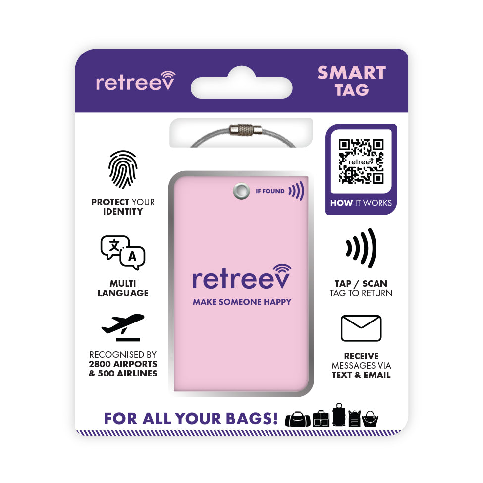 Pink Combo - 2 x Pink Originals Retreev Smart Tags & 9 x Smart Stickers