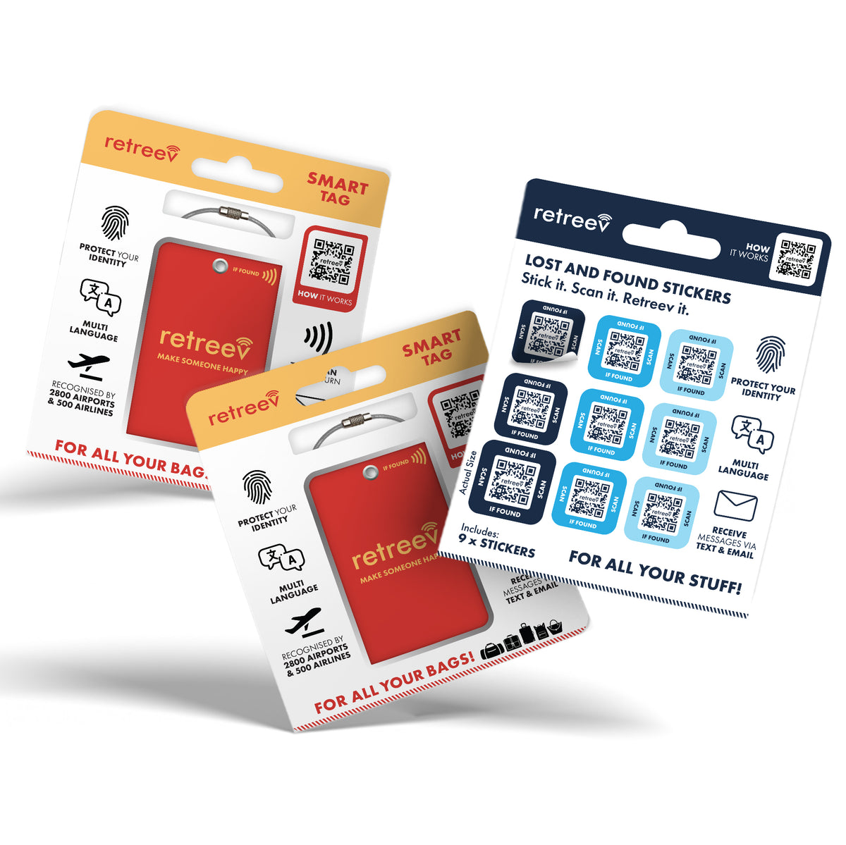 Smart Two Sticker Smart Tags & Stickers Combo Pack - 2 x Red Smart Tags & 9 x Smart Stic